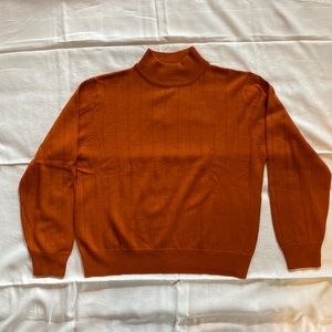 Wool blend Mock Turtleneck Sweater, Rust Colored, Size L